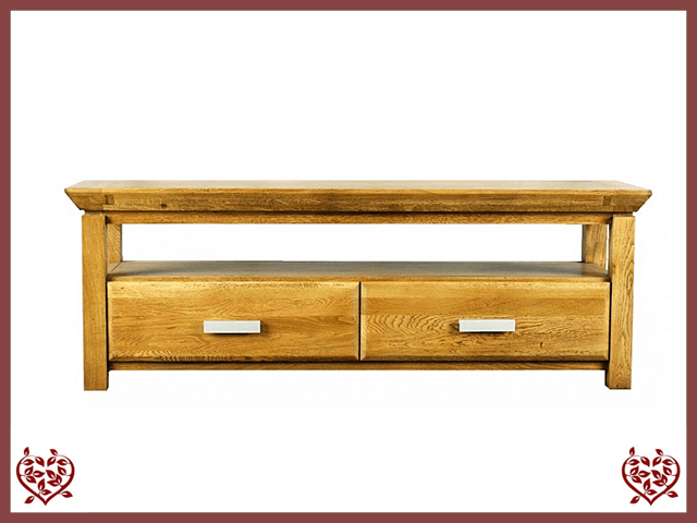 TEMPLE OAK TV UNIT, 2 DRAWERS | Paul Martyn Furniture UK